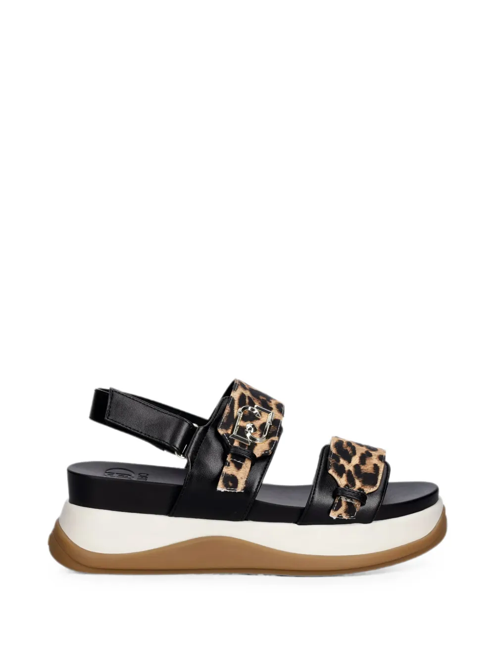 LIU JO leopard-print logo-plaque sandals - Schwarz