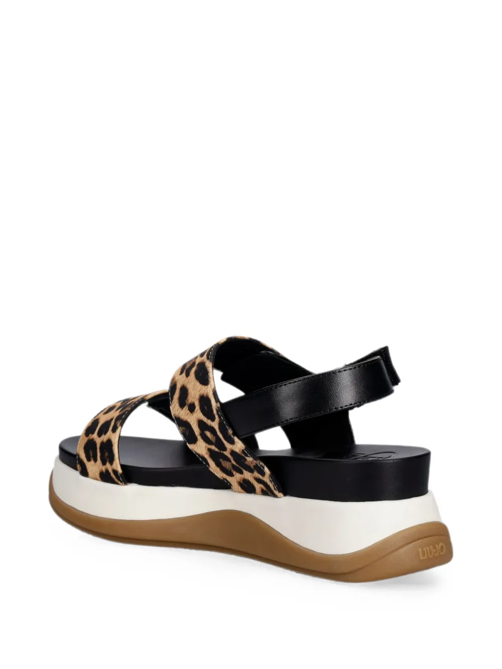 LIU JO leopard-print logo-plaque sandals Zwart