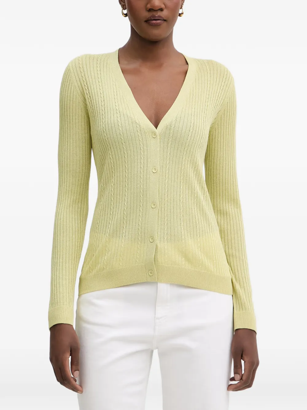 LIU JO cable-knit ribbed cardigan - Verde