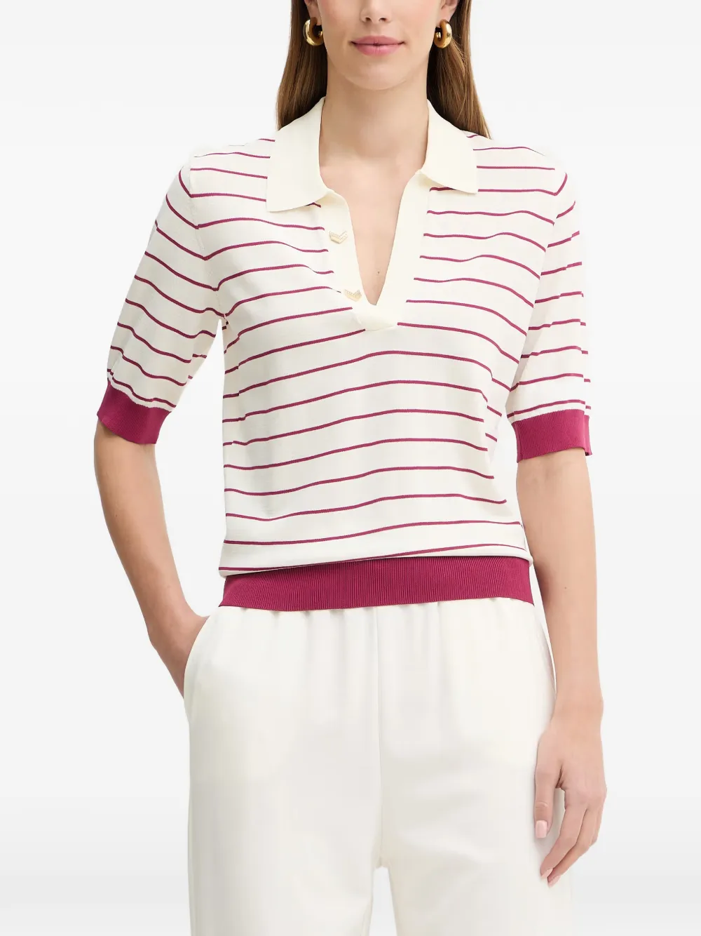 LIU JO striped-knit top - Nude