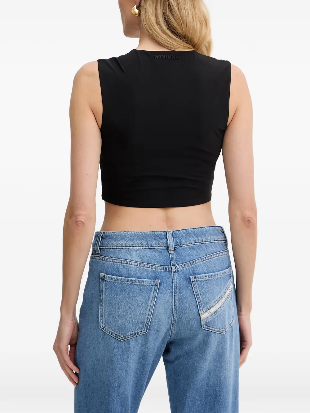 Patrizia Pepe Cropped top met vierkante hals Zwart