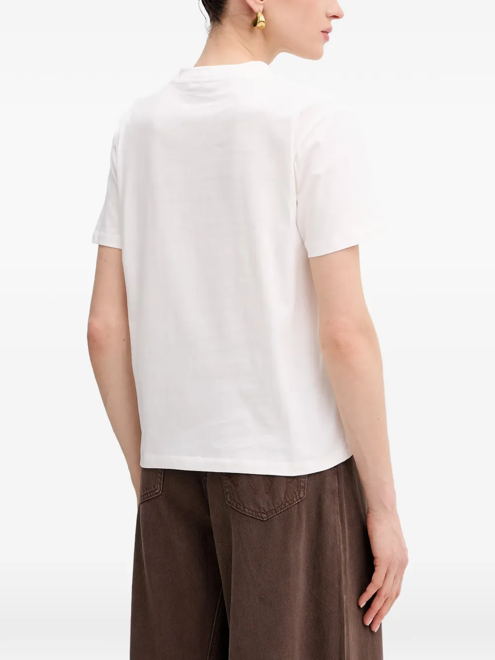Patrizia Pepe T-shirt verfraaid met kristallen en print Wit