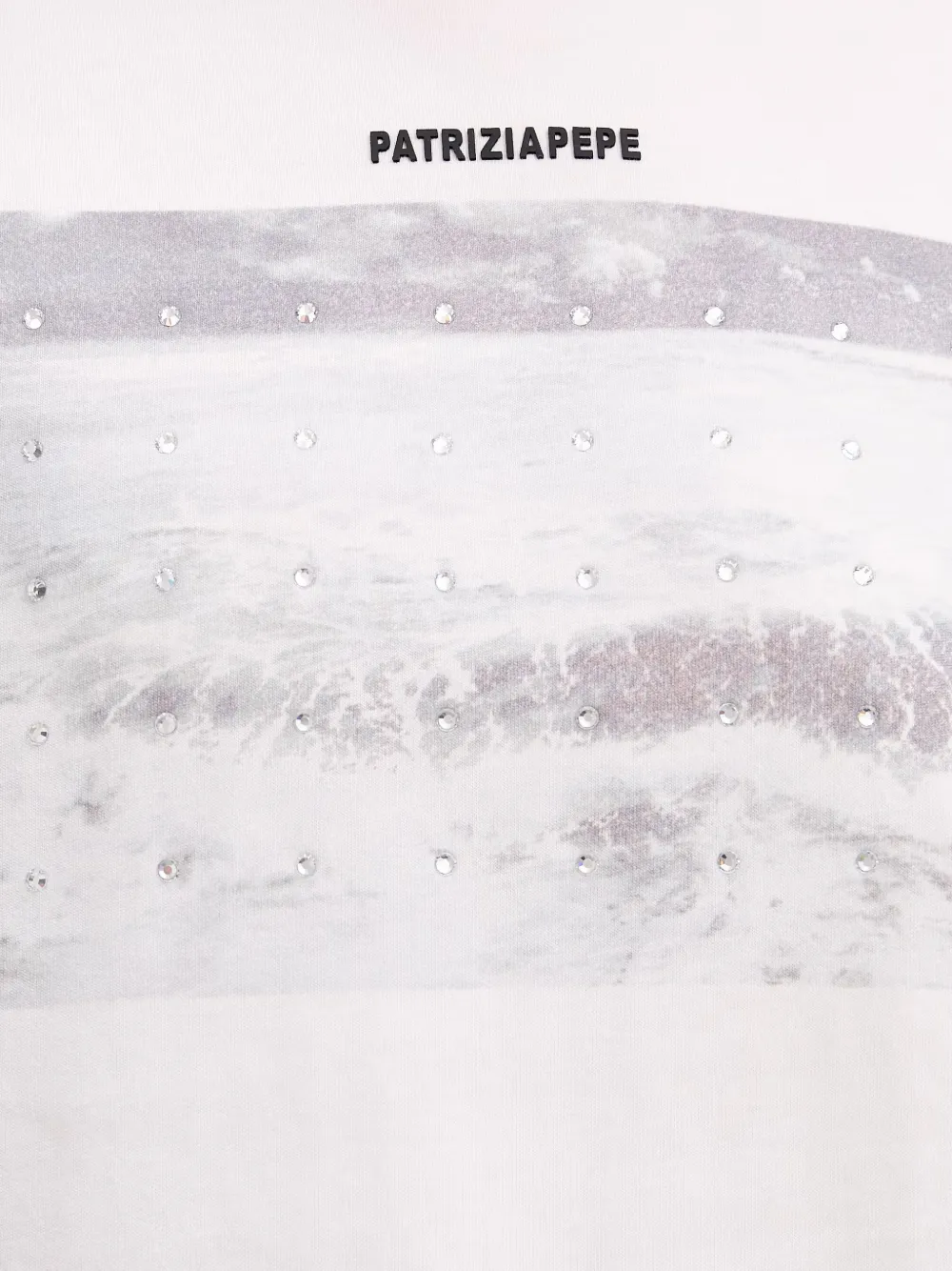 Patrizia Pepe T-shirt verfraaid met kristallen en print Wit