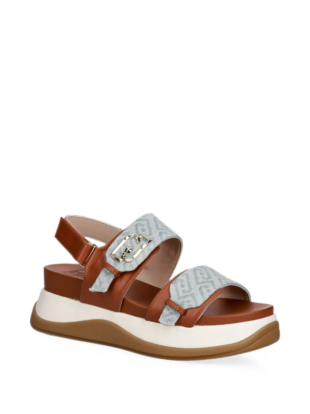 LIU JO monogram-pattern touch-strap sandals Bruin