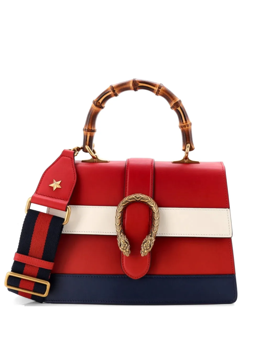 Gucci Pre-Owned Dionysus Bamboo Top Handle Bag Colorblock Leather Medium satchel - Blu