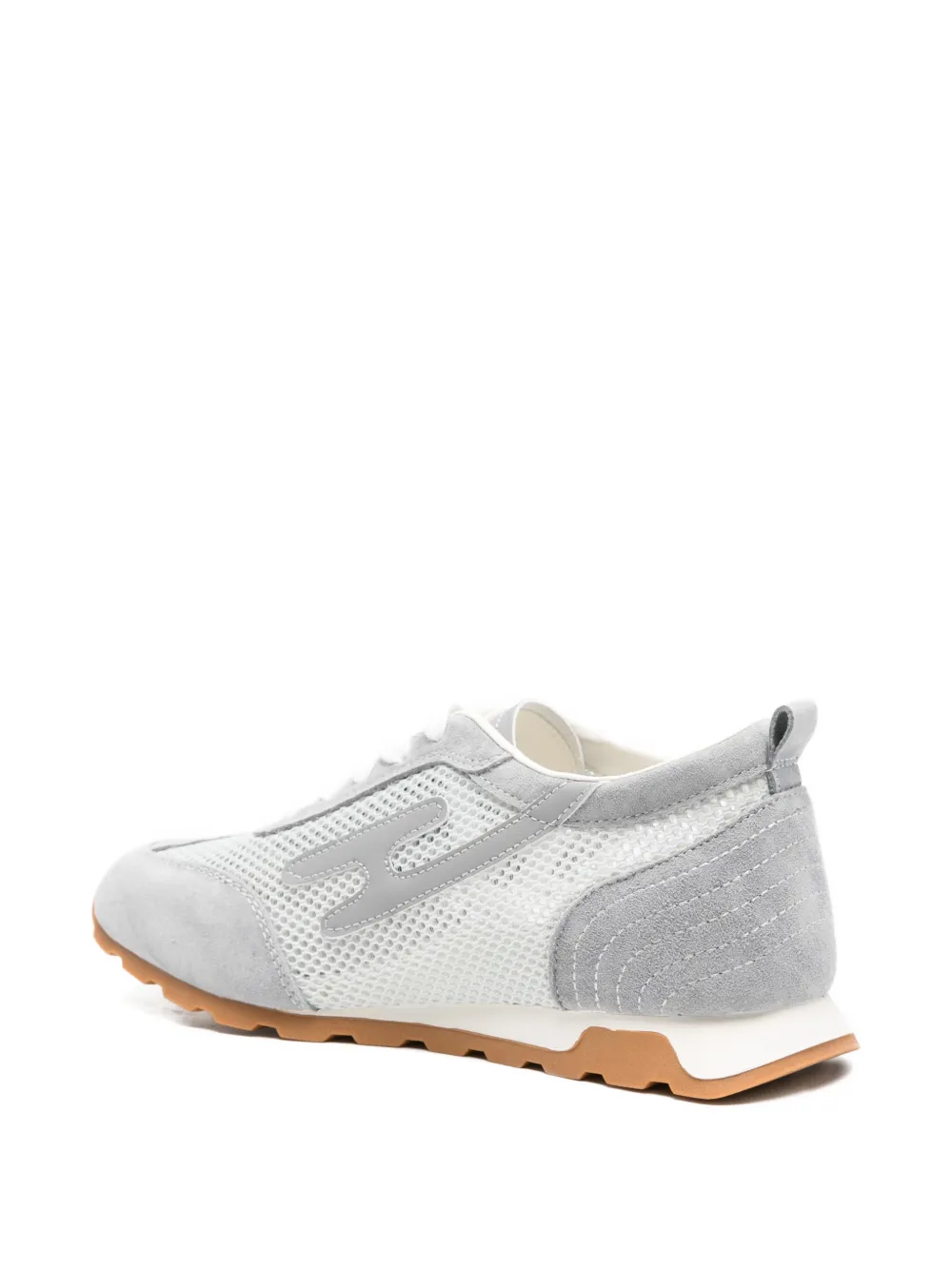 SERGIO MORETTI FIRENZE mesh-panelled suede sneakers Grijs