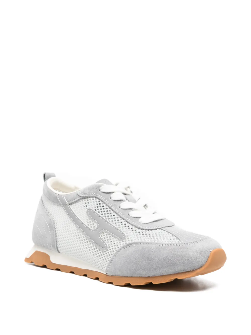 SERGIO MORETTI FIRENZE mesh-panelled suede sneakers Grijs