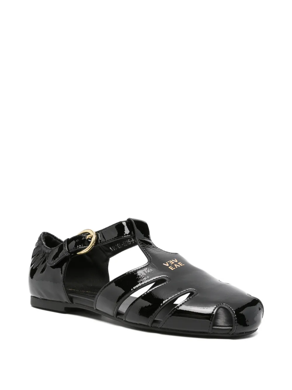 SERGIO MORETTI FIRENZE patent cut-out sandals Zwart
