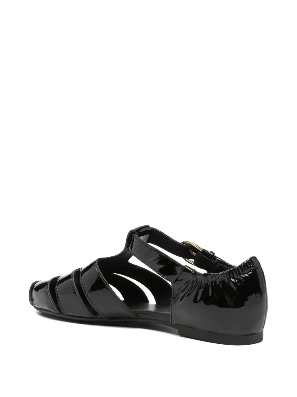 SERGIO MORETTI FIRENZE patent cut-out sandals Zwart