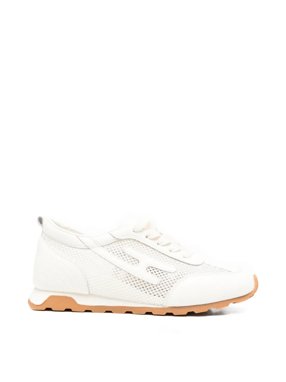 SERGIO MORETTI FIRENZE mesh-panelled lace-up sneakers Beige