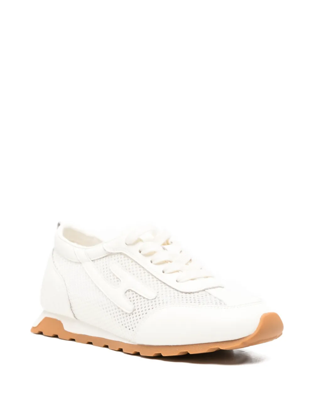 SERGIO MORETTI FIRENZE mesh-panelled lace-up sneakers Beige