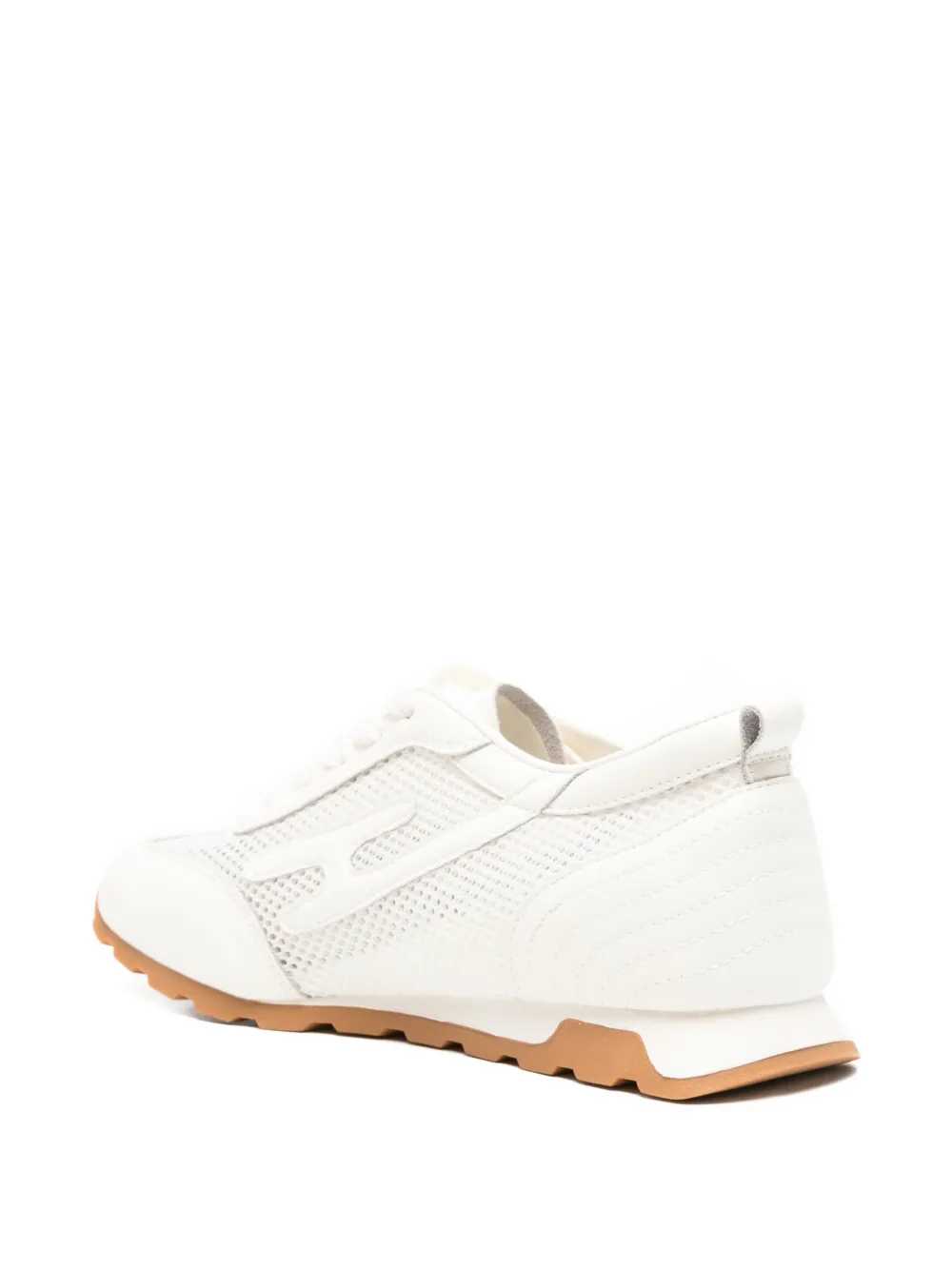 SERGIO MORETTI FIRENZE mesh-panelled lace-up sneakers Beige