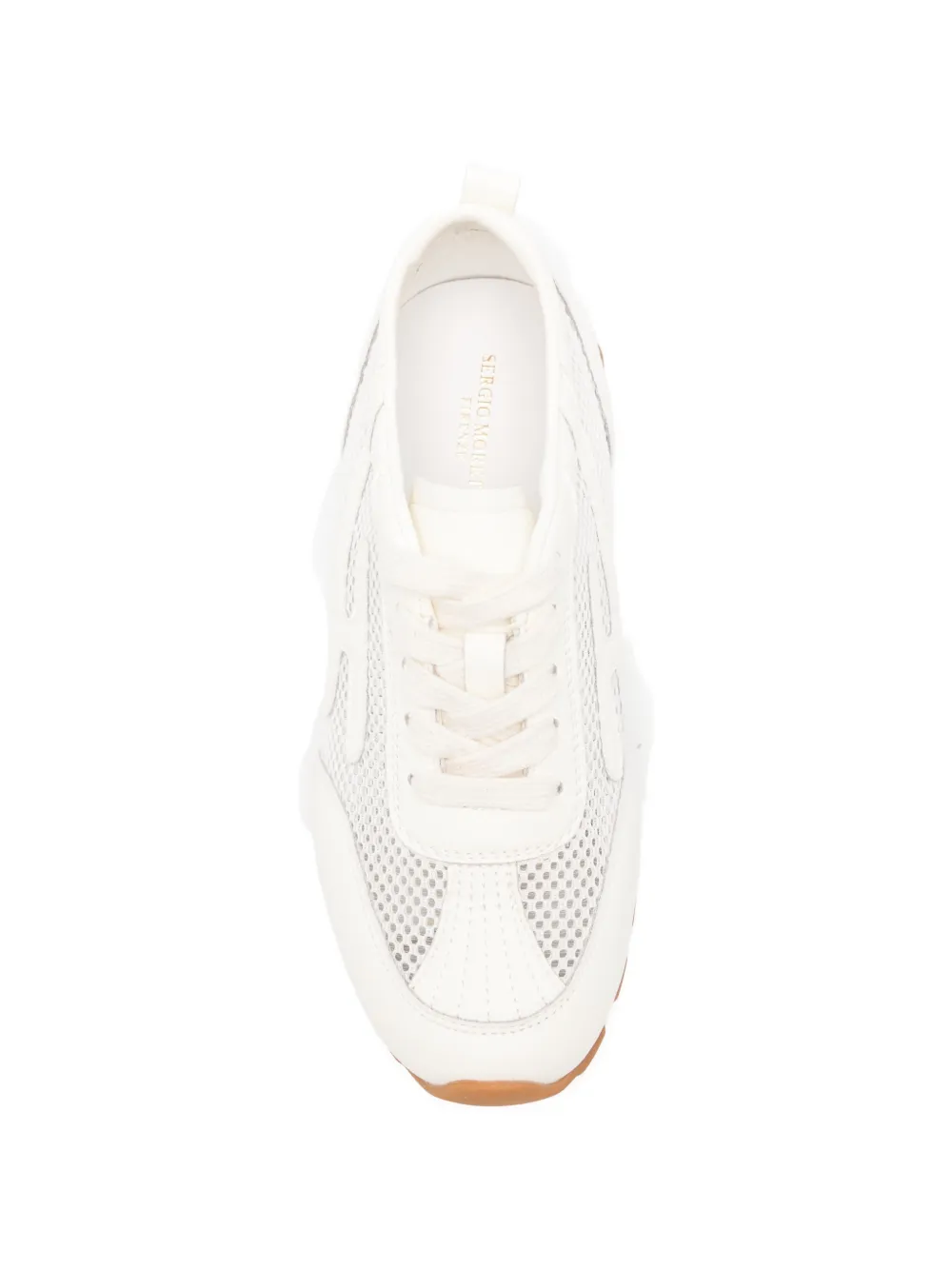 SERGIO MORETTI FIRENZE mesh-panelled lace-up sneakers Beige