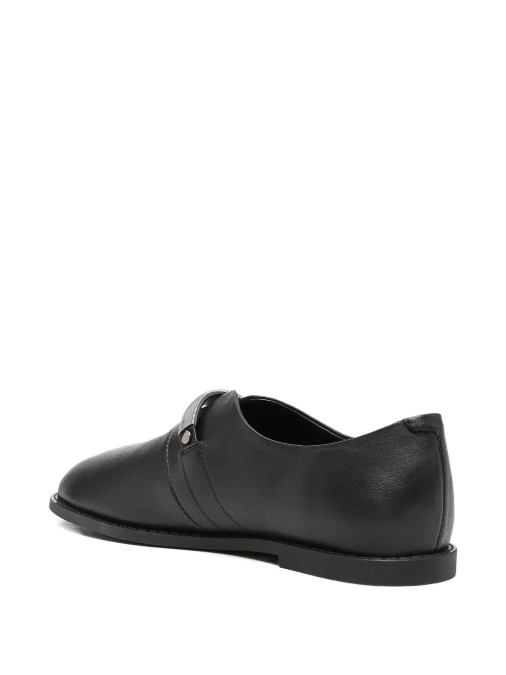 SERGIO MORETTI FIRENZE Leren loafers met metalen band Zwart