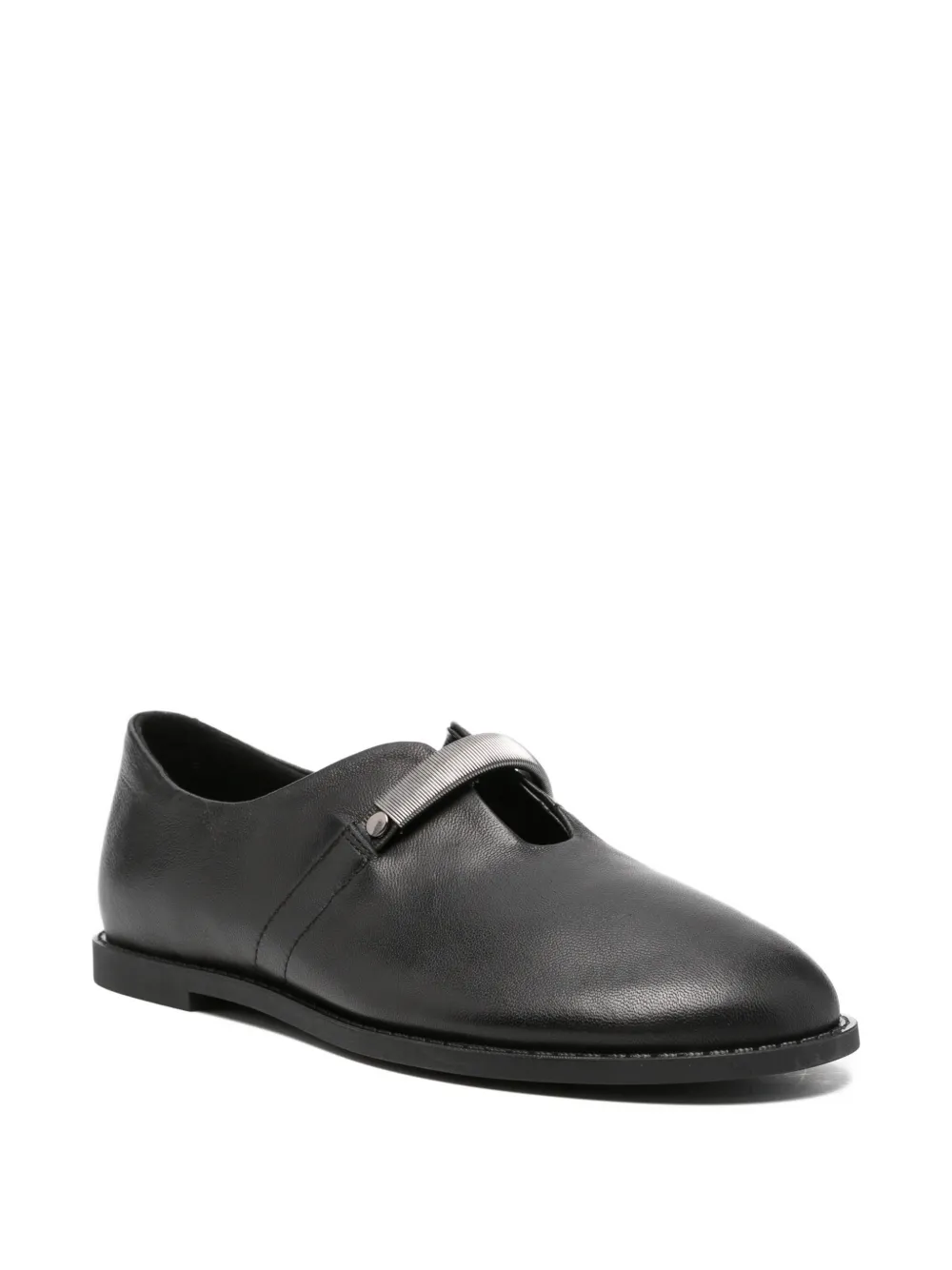 SERGIO MORETTI FIRENZE Leren loafers met metalen band Zwart