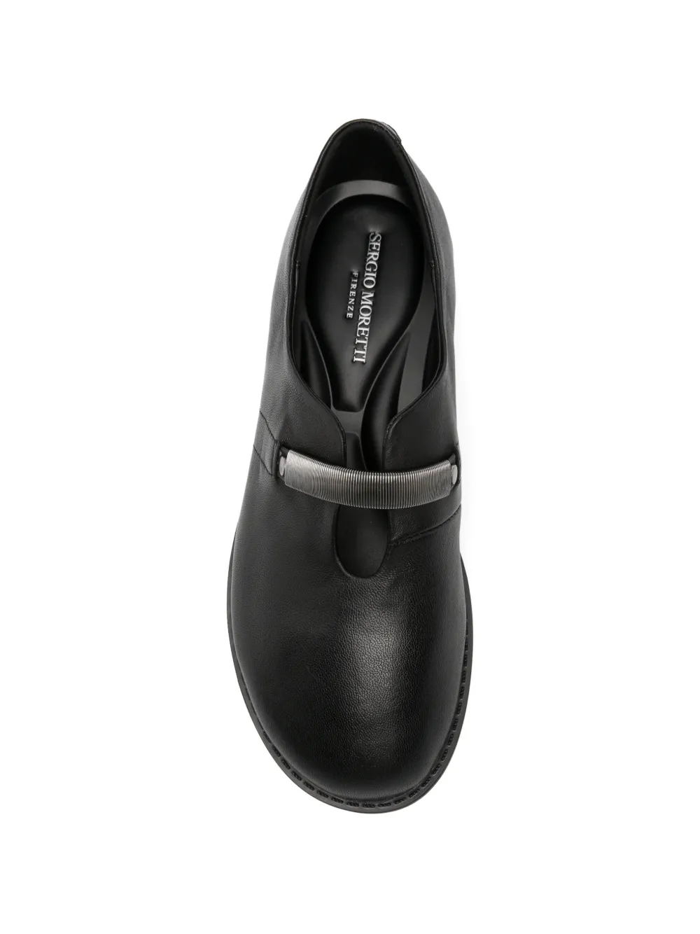 SERGIO MORETTI FIRENZE Leren loafers met metalen band Zwart