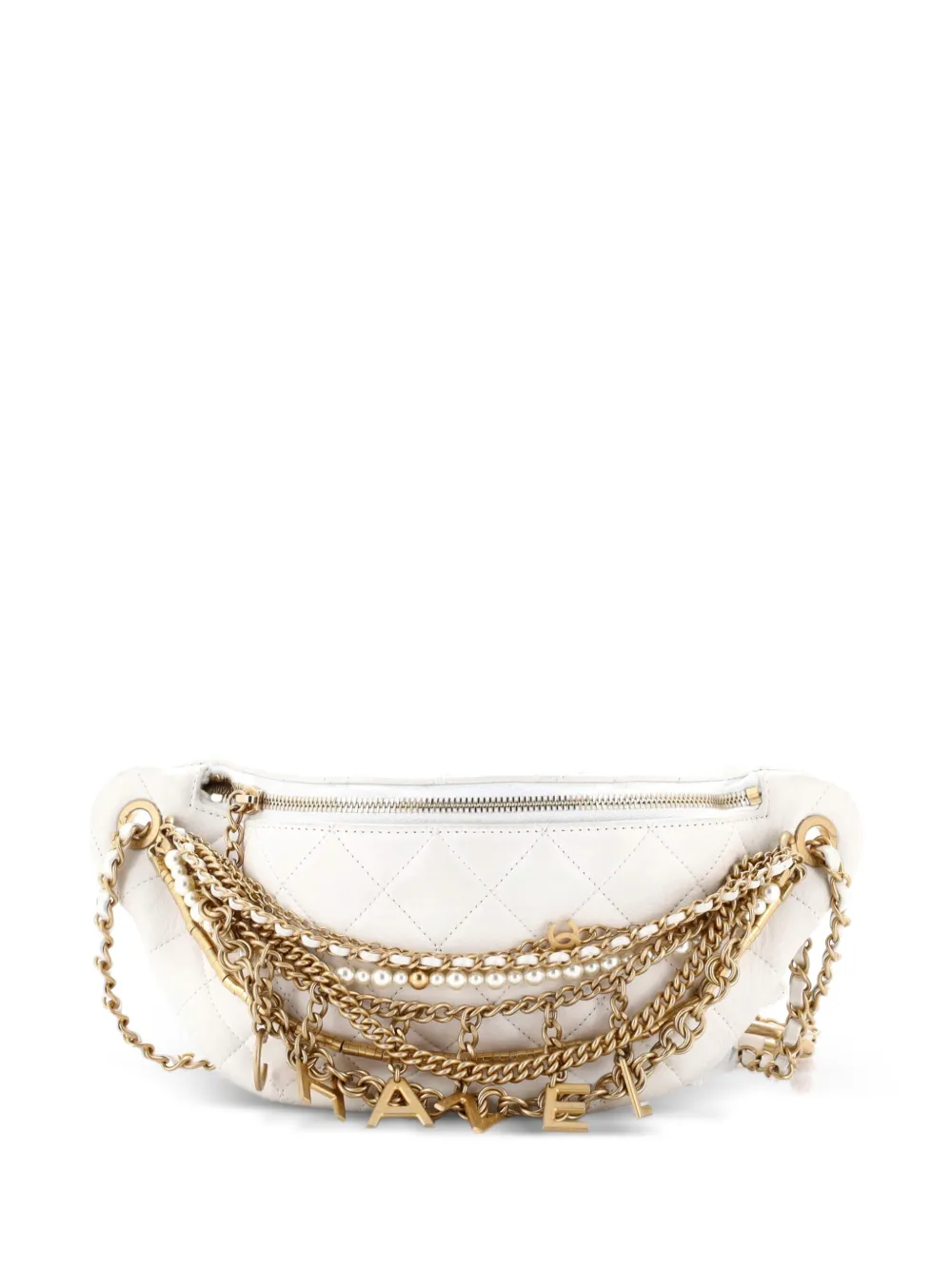 CHANEL Pre-Owned All About Chains Waist Bag Quilted Lambskin belt bag - Bianco
