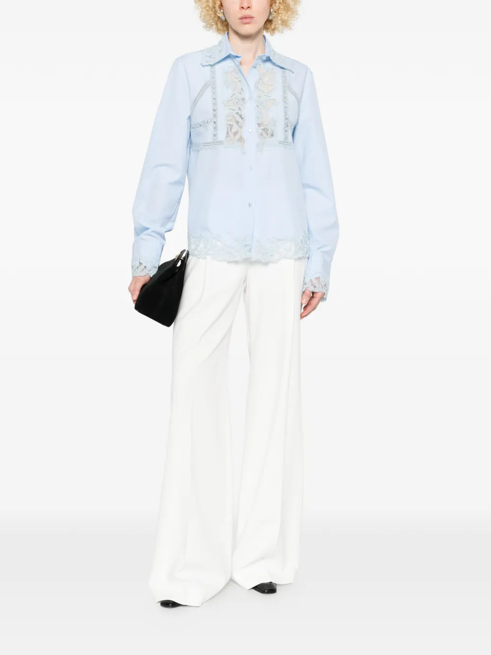 Ermanno Scervino Shirt met kanten detail Blauw