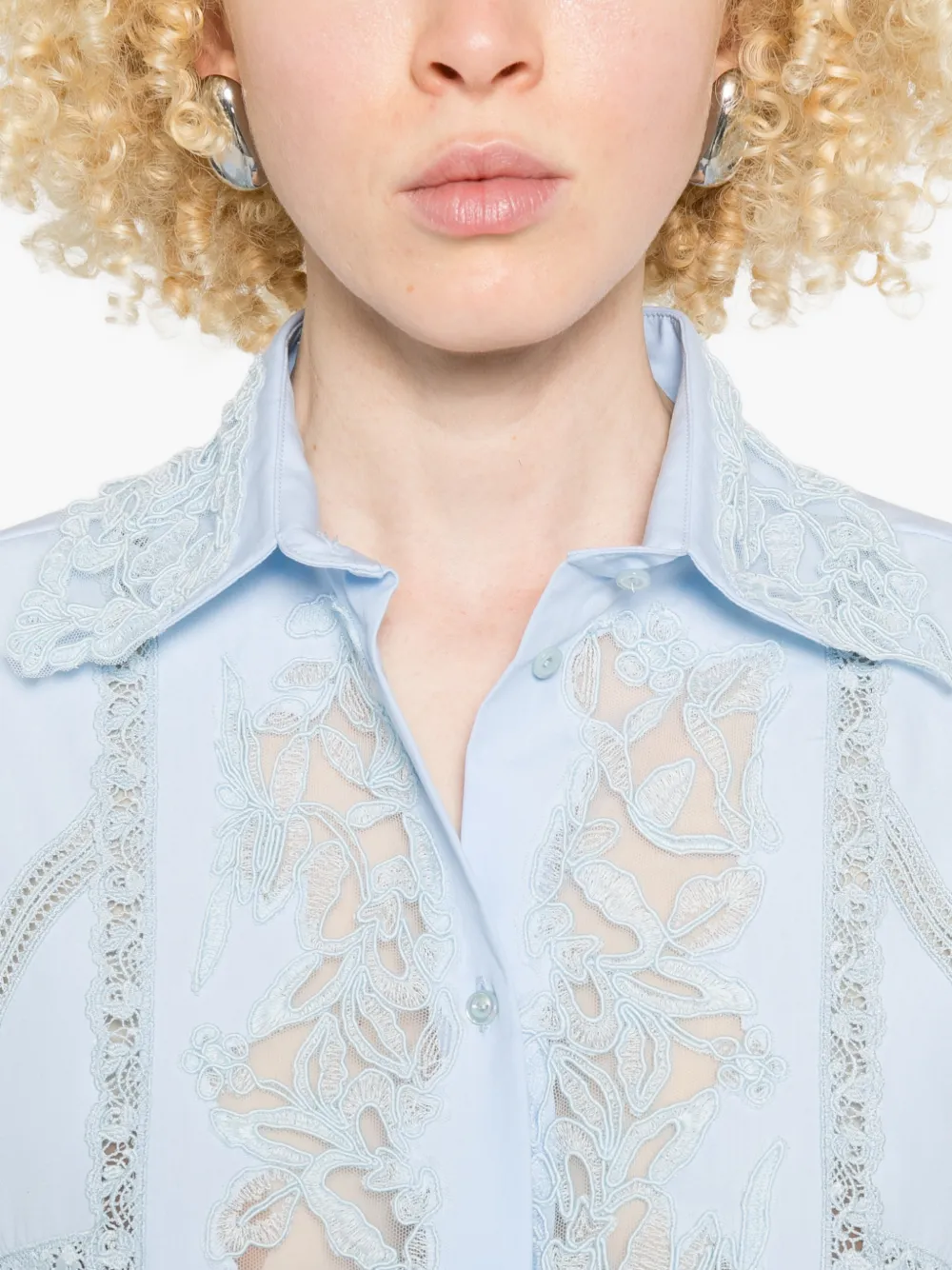 Ermanno Scervino Shirt met kanten detail Blauw