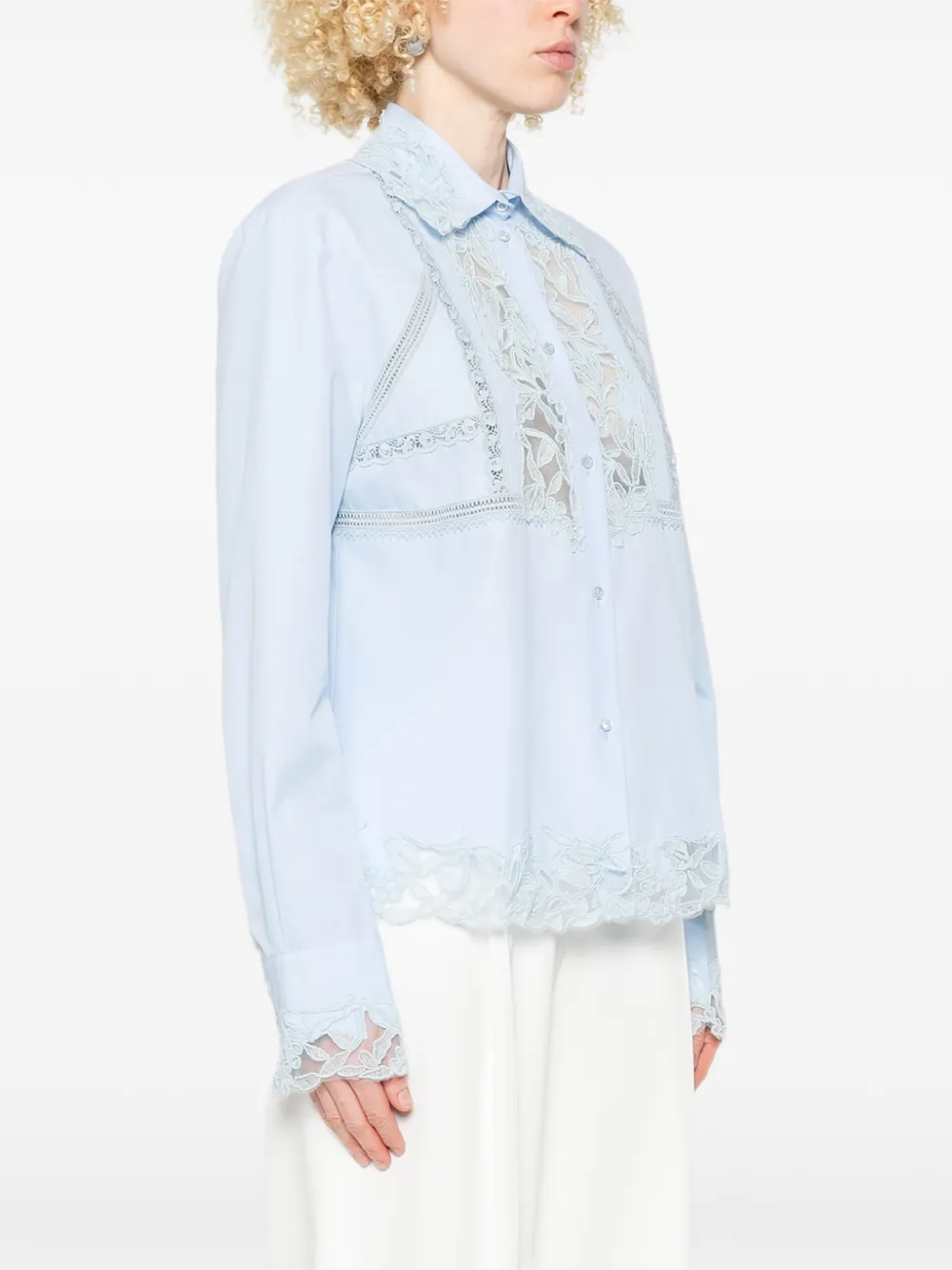 Ermanno Scervino Shirt met kanten detail Blauw
