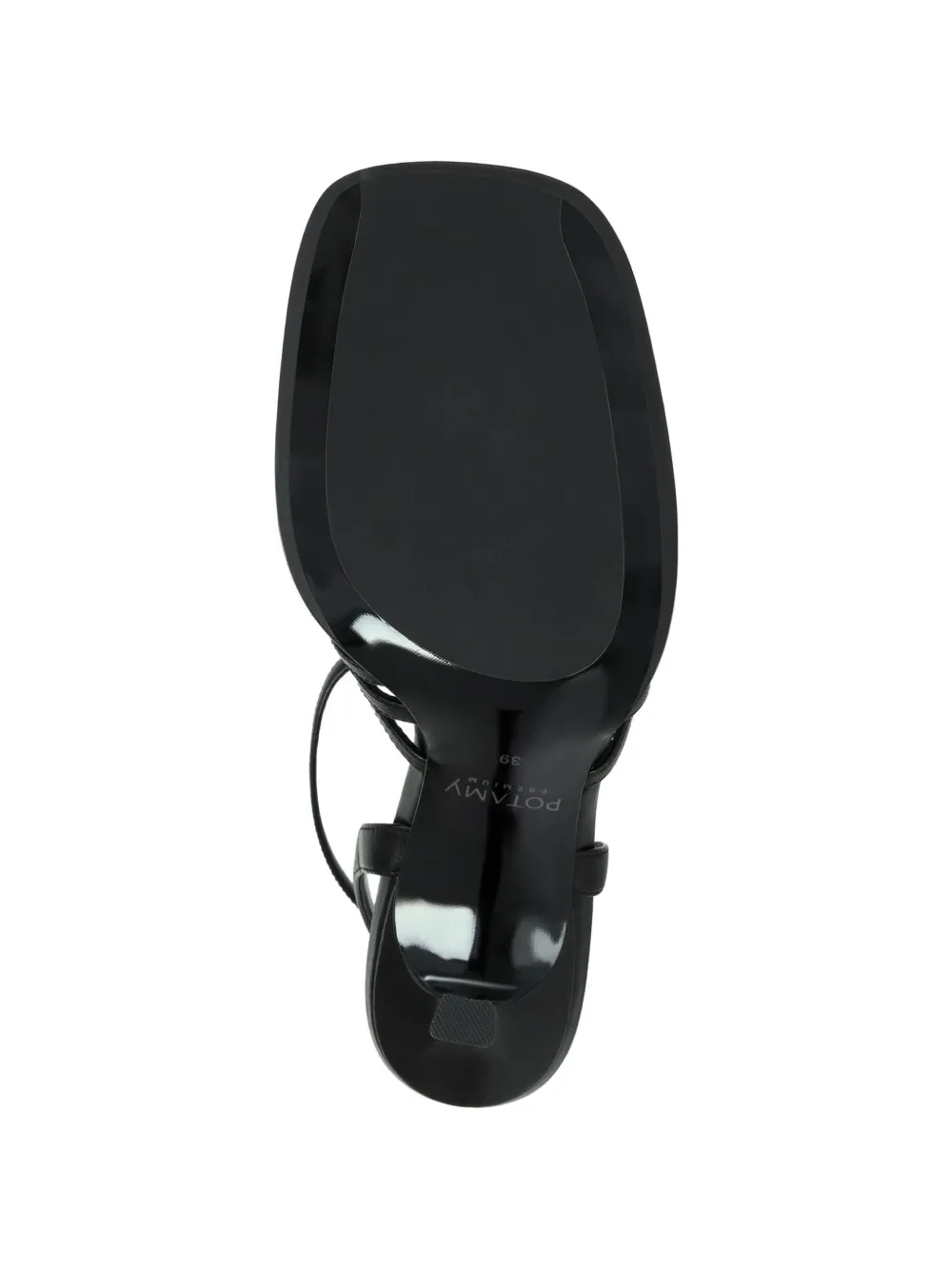 POTAMY Gekooide leren sandalen met T-bandje Zwart