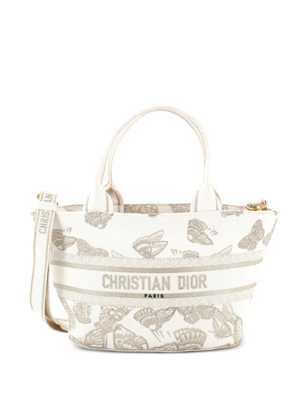 Christian Dior Pre-Owned Panier Chapeau Bag Embroidered Canvas tote bag - White
