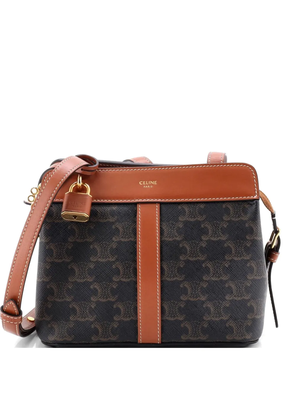 Celine Pre-Owned Teen Cabas De France Bag Triomphe Coated Canvas Small crossbody bag - Marrone