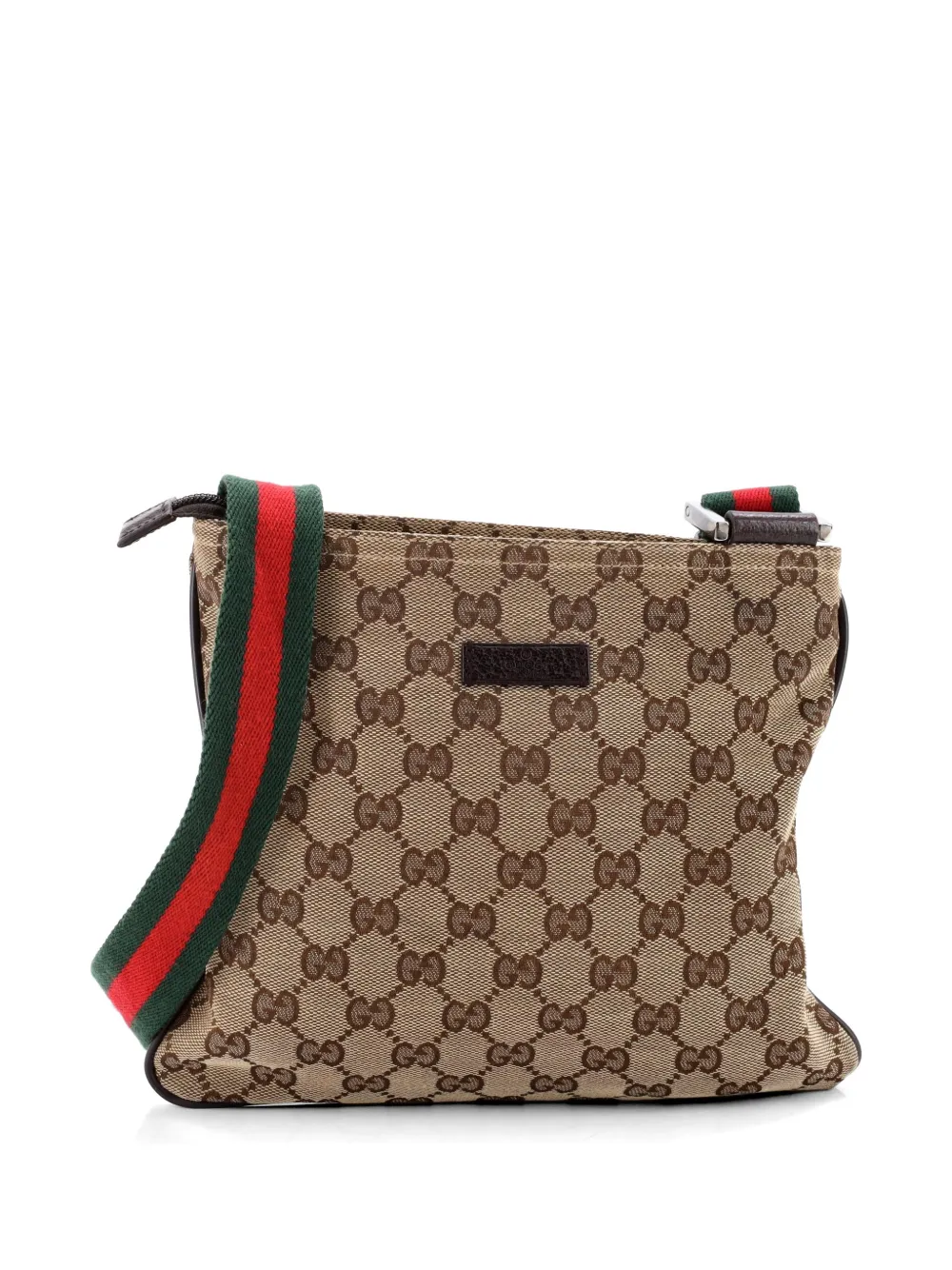 Gucci Pre-Owned Web Strap Zip Messenger Bag GG Canvas Small crossbody bag - Marrone