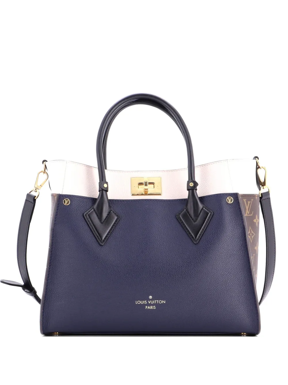 Louis Vuitton Pre-Owned On My Side Leather with Monogram Canvas MM tote bag - Blau