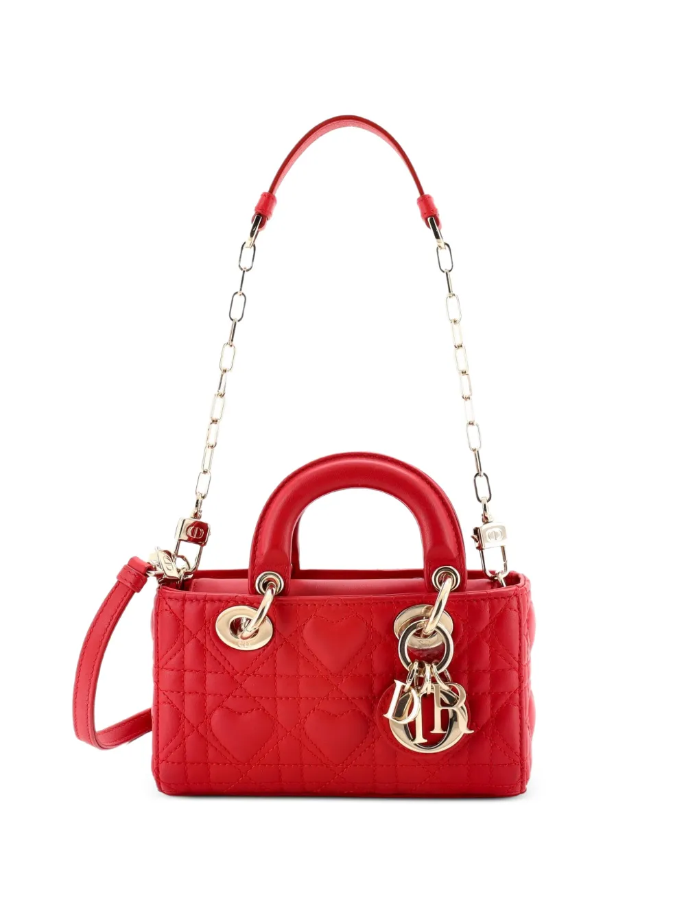 Christian Dior Pre-Owned Lady D-Joy Bag Heart Cannage Quilt Leather Micro satchel - Rosso