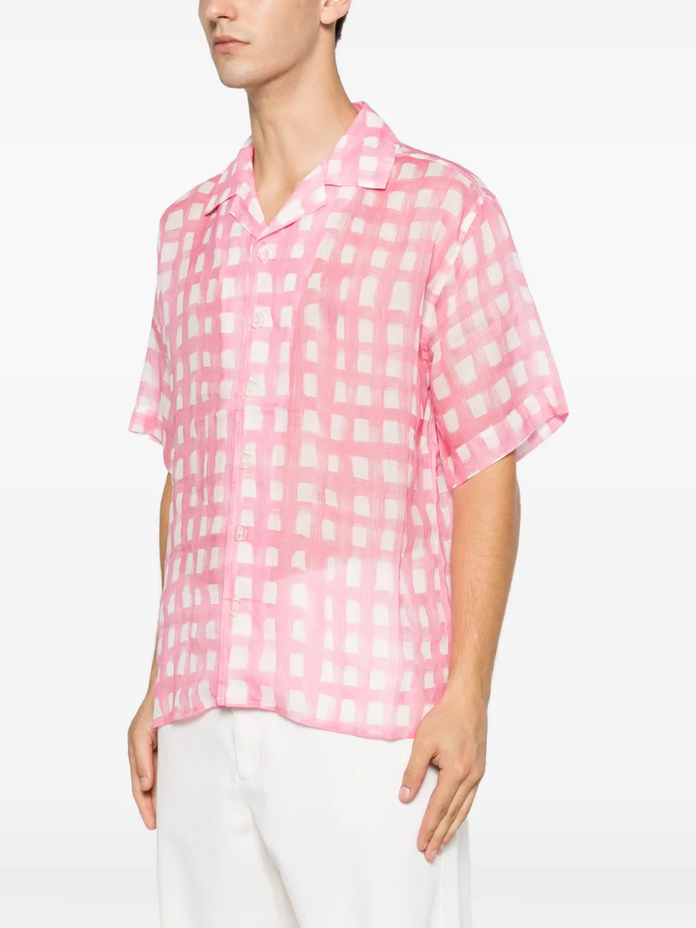 Bonsai Geruit bowlingshirt Roze