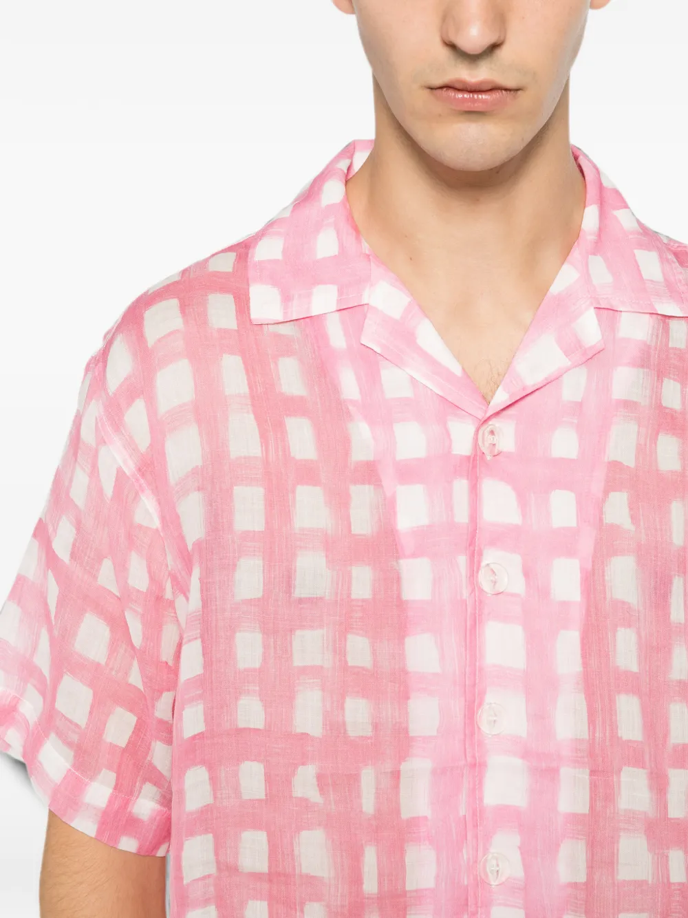 Bonsai Geruit bowlingshirt Roze