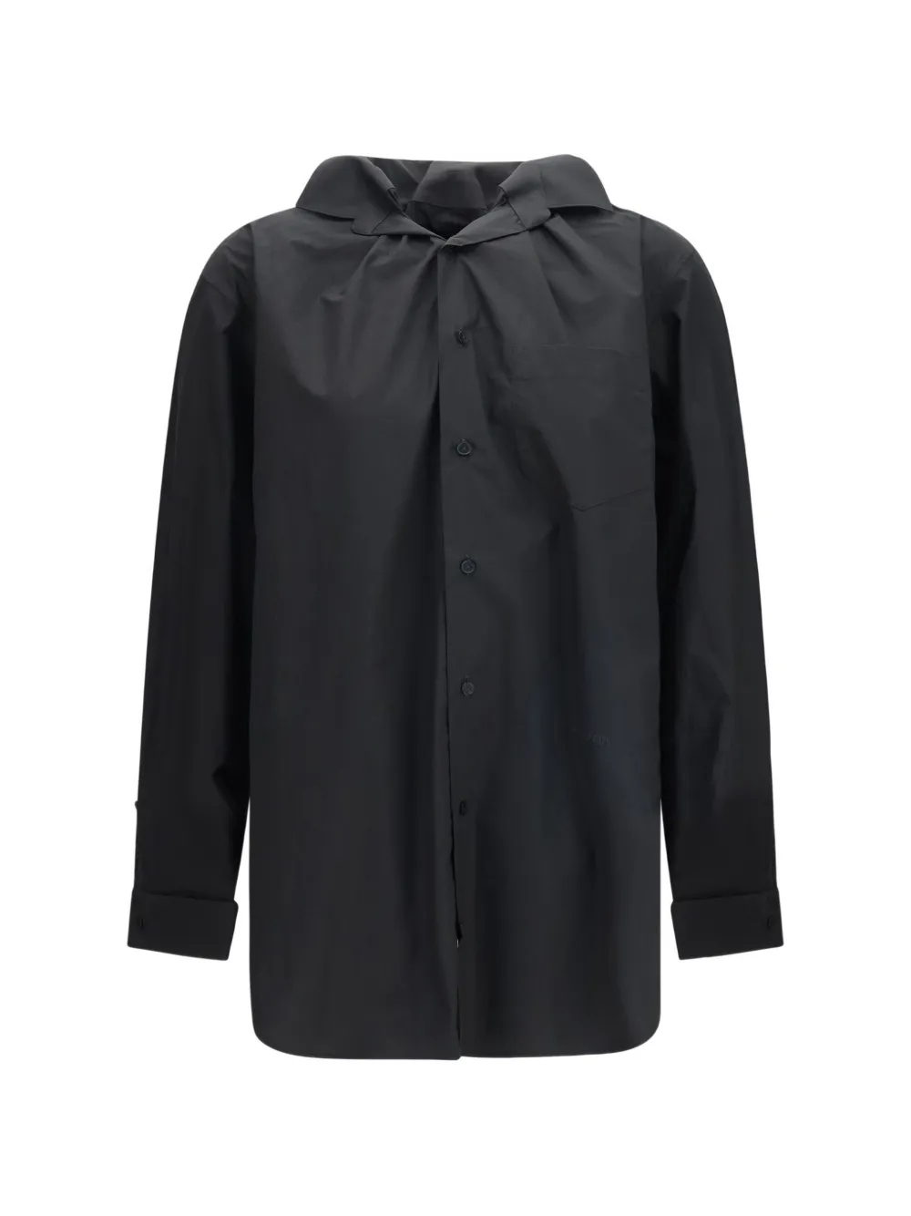 ALAINPAUL elasticated-collar long-sleeved shirt - Nero