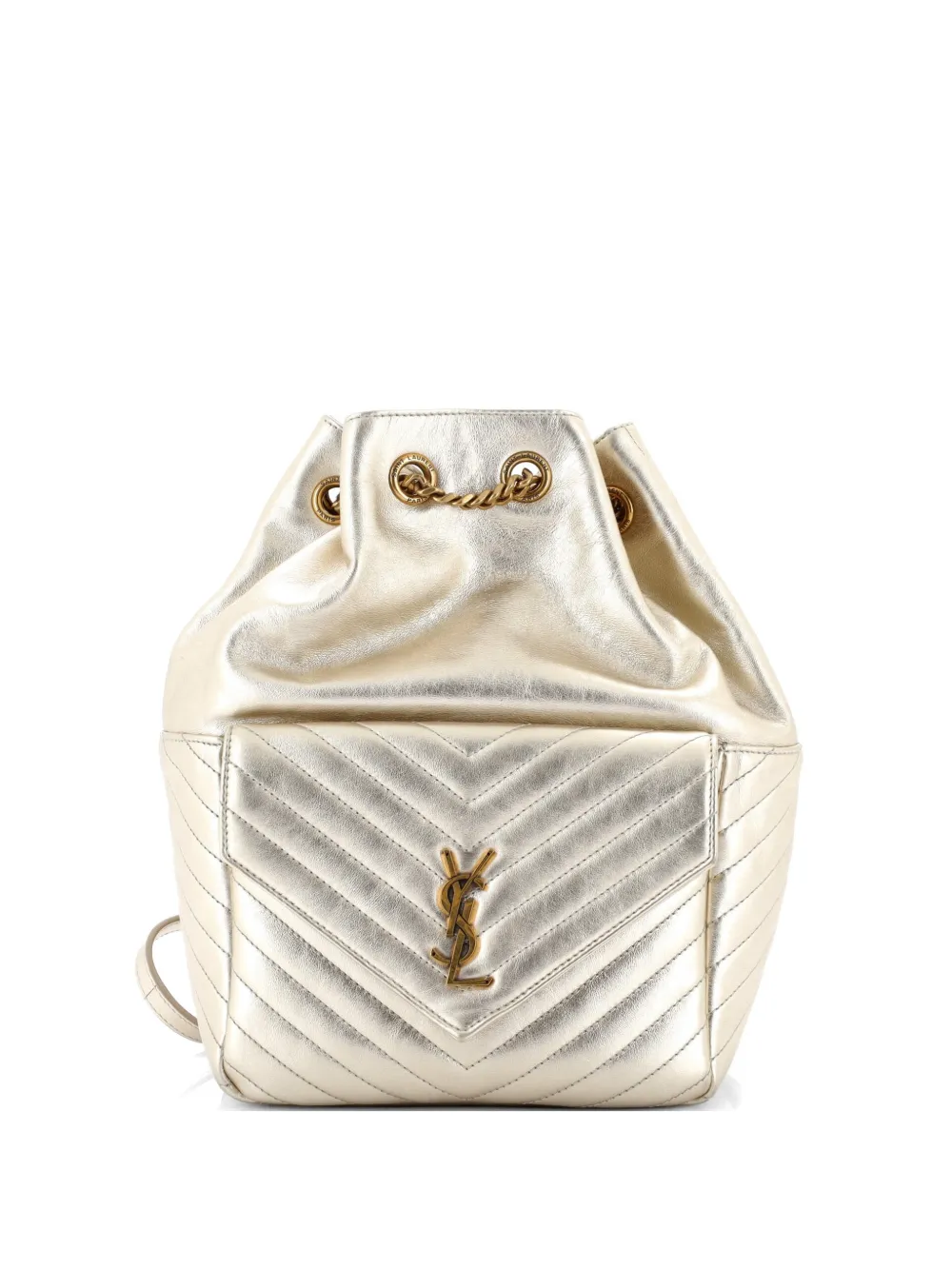 Saint Laurent Pre-Owned Joe Matelasse Chevron Leather backpack - Gold