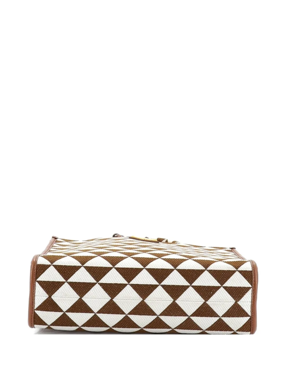 Prada Pre-owned Symbole Shopper Jacquard Small Tote Bag in Brown, view 4