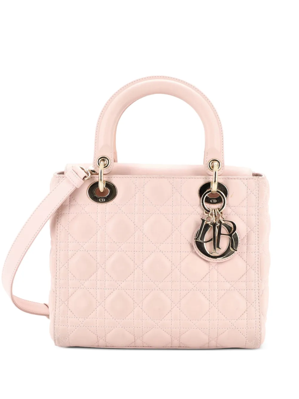 Christian Dior Pre-Owned Lady Dior NM Bag Cannage Quilt Lambskin Medium satchel - Rosa