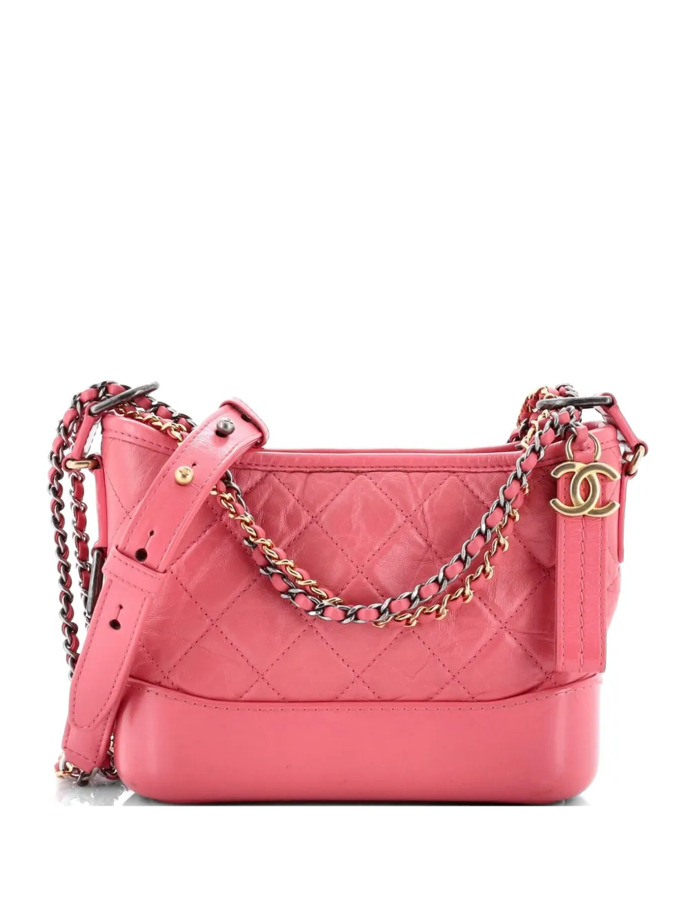 CHANEL Pre-Owned Gabrielle Quilted Aged Calfskin Small hobo bag - Rosa