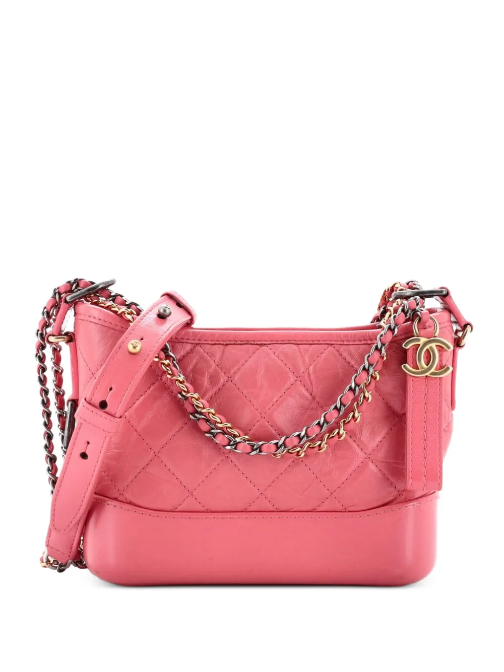 CHANEL Pre-Owned Gabrielle Quilted Aged Calfskin Small hobo bag - Rosa