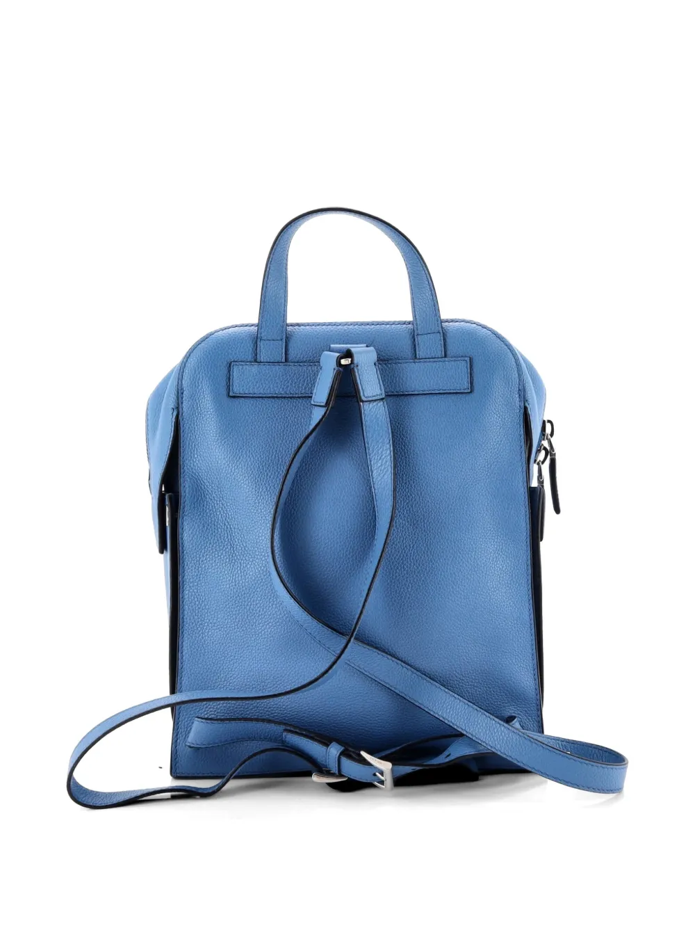 Pre-owned Prada Front Pocket Leather Medium Backpack In Blue