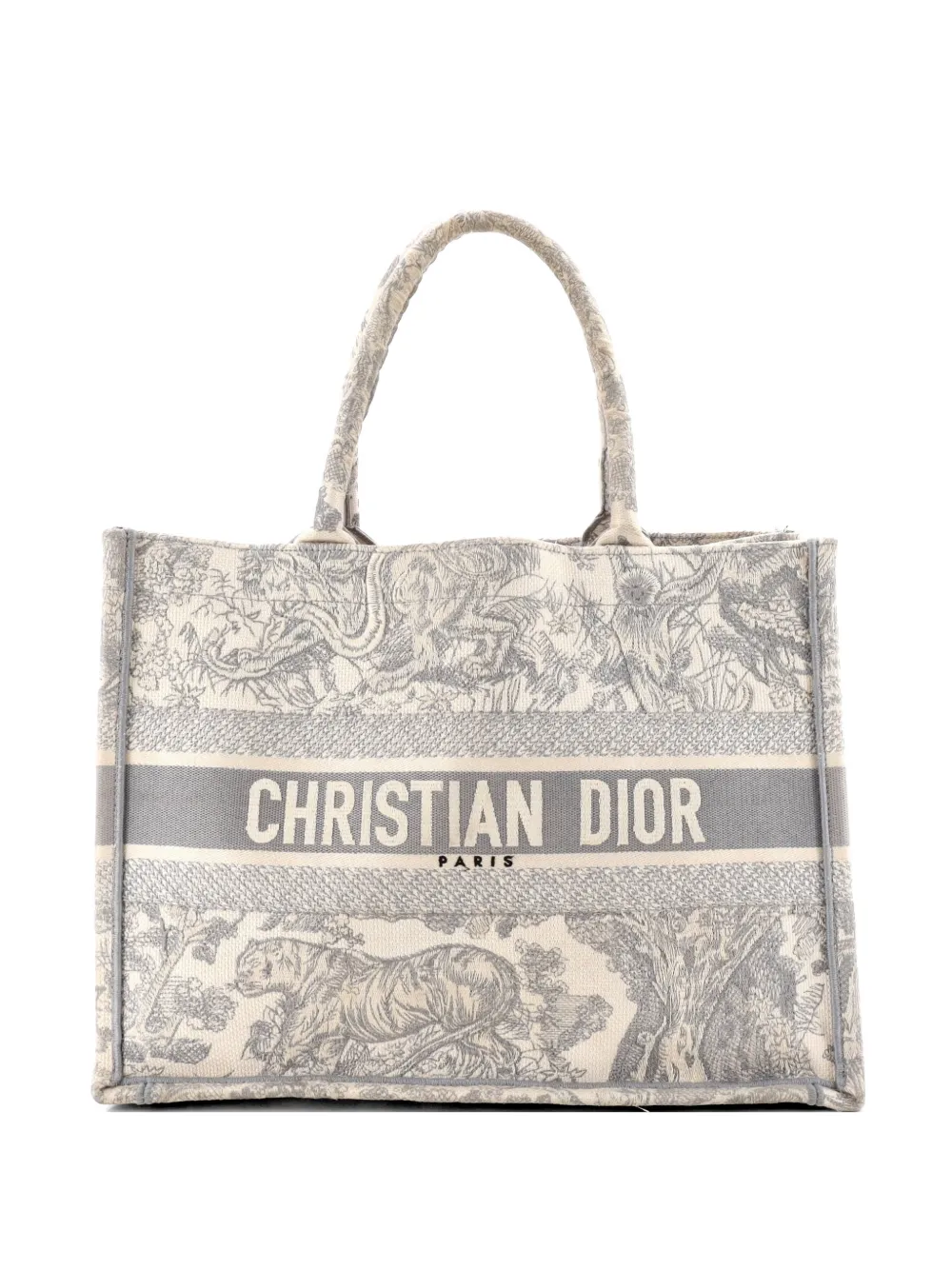 Christian Dior Pre-Owned Book Embroidered Canvas Medium tote bag - Grey