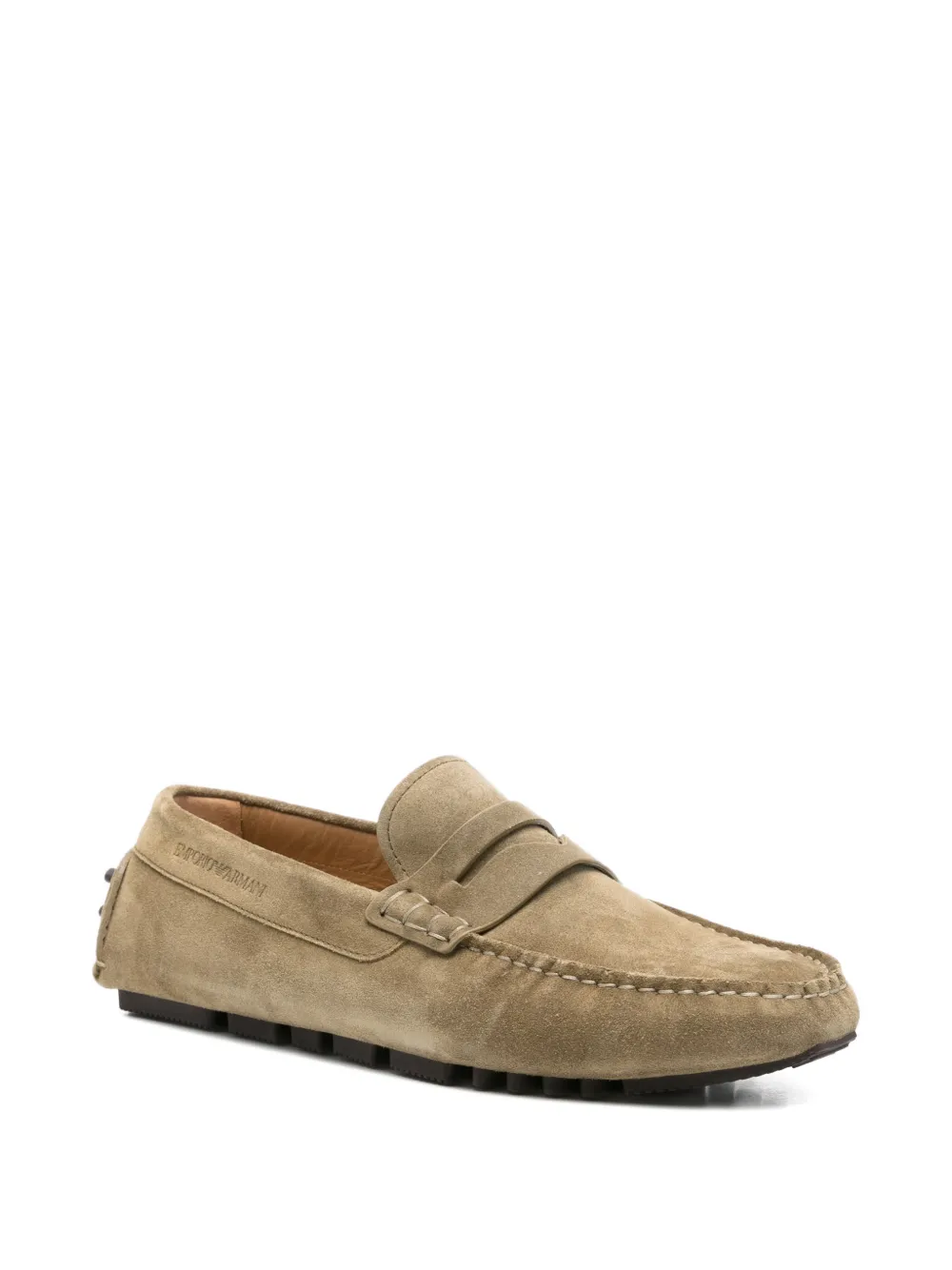 Emporio Armani suede penny loafers Groen