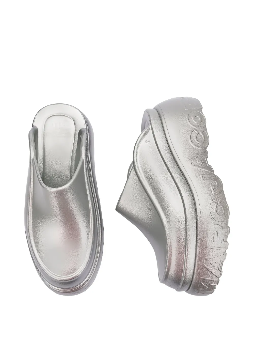 Marc Jacobs x Melissa muiltjes met logo-reliëf Zilver