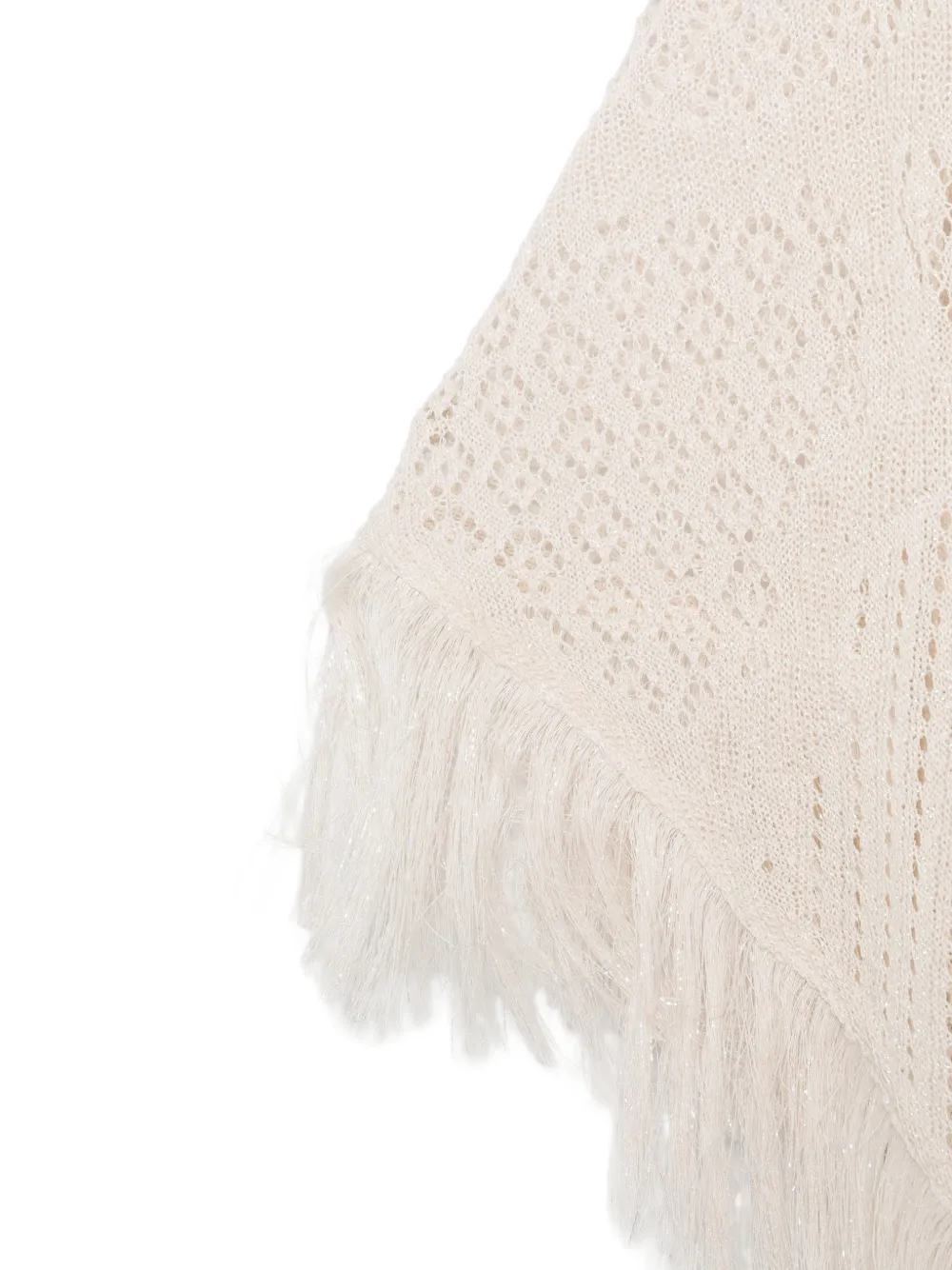 SIMONA CORSELLINI Opengebreide sjaal met franje afwerking Beige