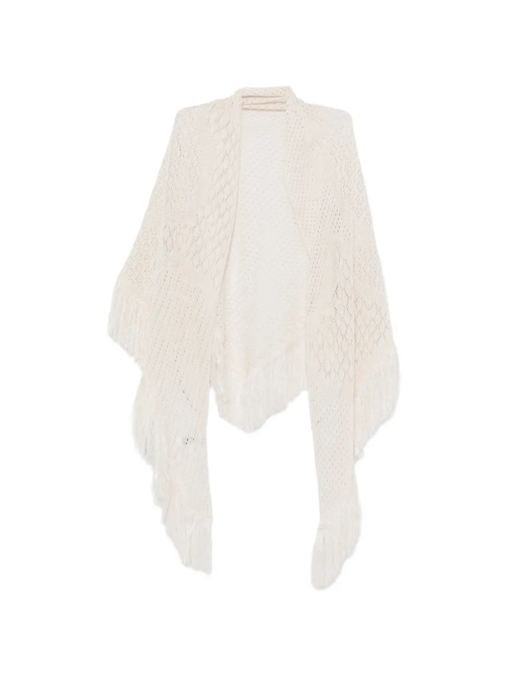 SIMONA CORSELLINI fringe-trimmed open-knit scarf - Toni neutri