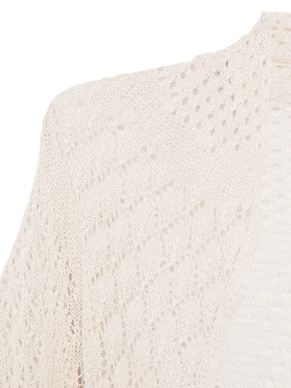 SIMONA CORSELLINI Opengebreide sjaal met franje afwerking Beige