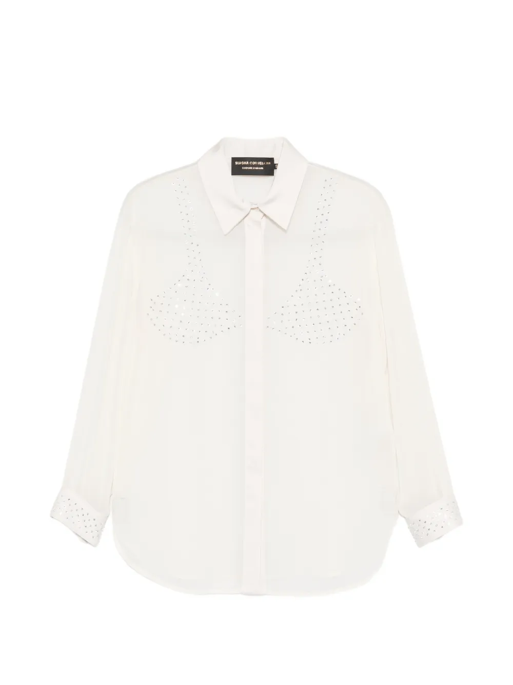 SIMONA CORSELLINI crystal-embellishment shirt - Nude