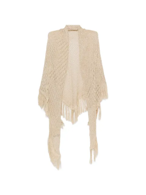 SIMONA CORSELLINI fringe-trimmed open-knit shawl