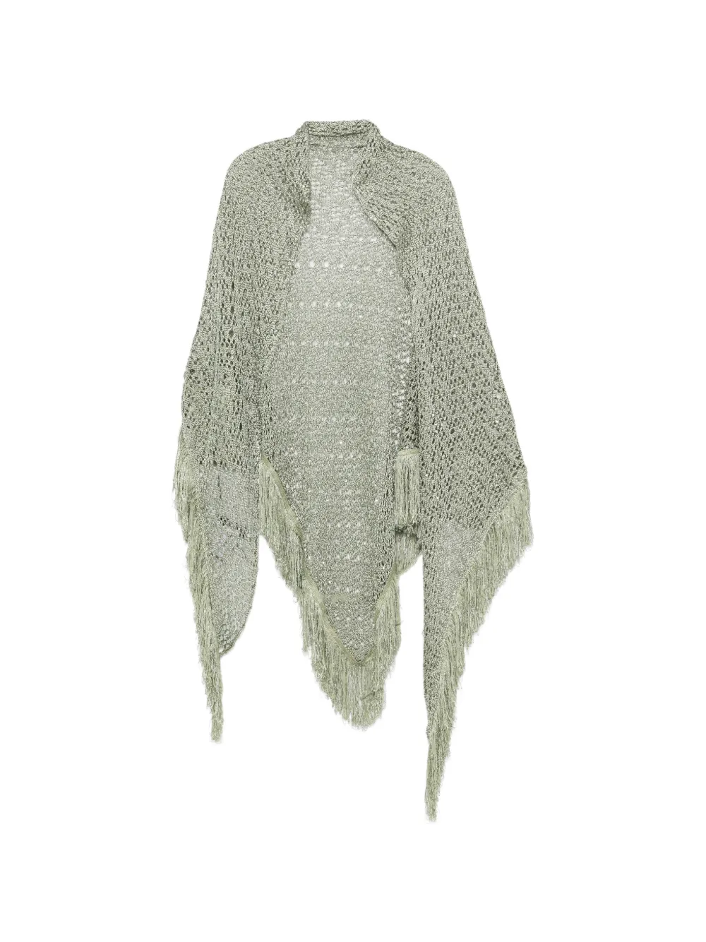 SIMONA CORSELLINI sequin-embellished fringe-trimmed scarf - Verde