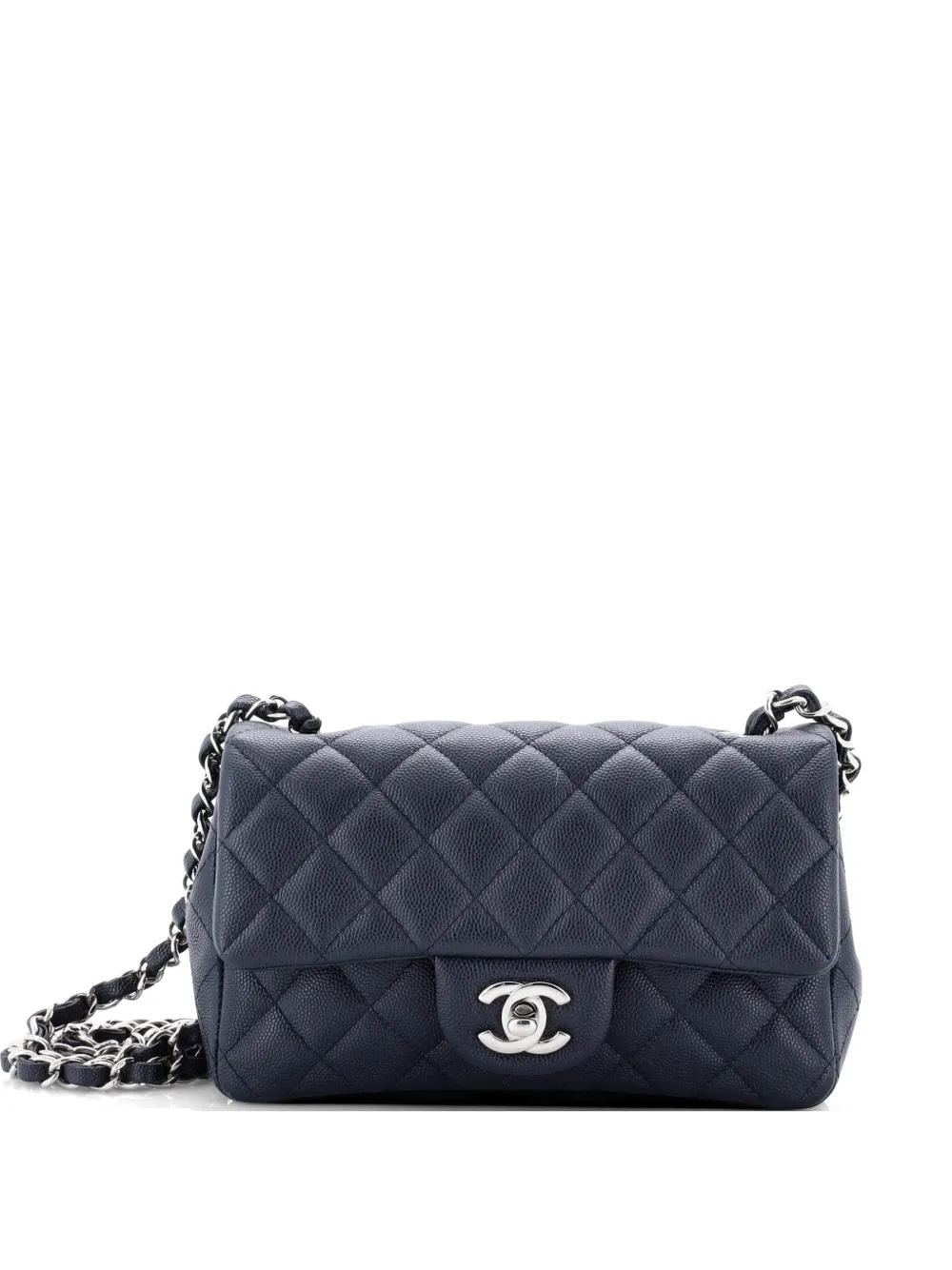 CHANEL Pre-Owned Classic Single Flap Bag Quilted Caviar Mini crossbody bag - Blu