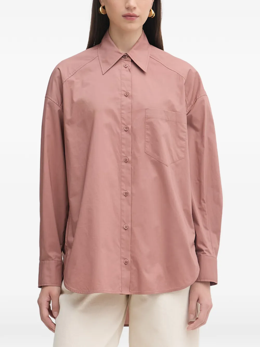 Patrizia Pepe logo-patch oversized shirt - Pink
